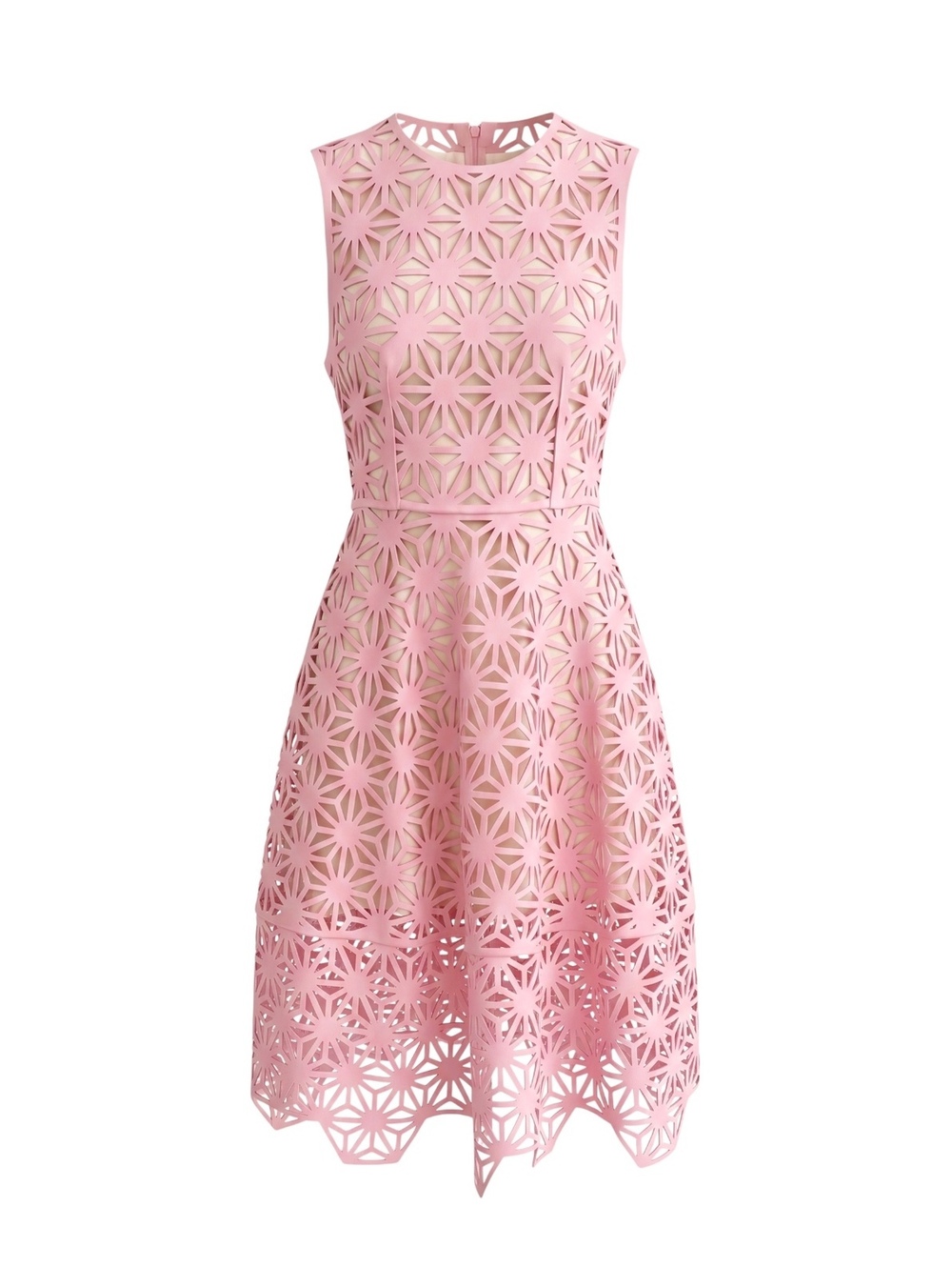 New PASKAL PS18 Pink Laser Cut Fit & Flare Midi Dress Slip S
